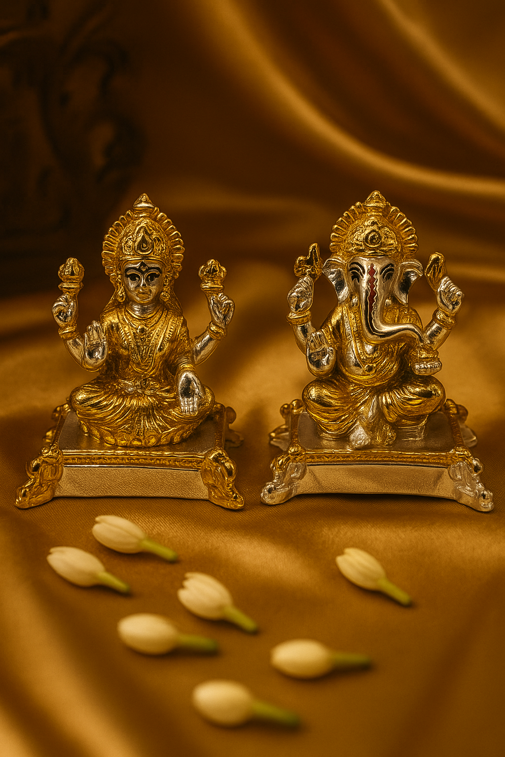 Gold pated Lakshmi Ganesh