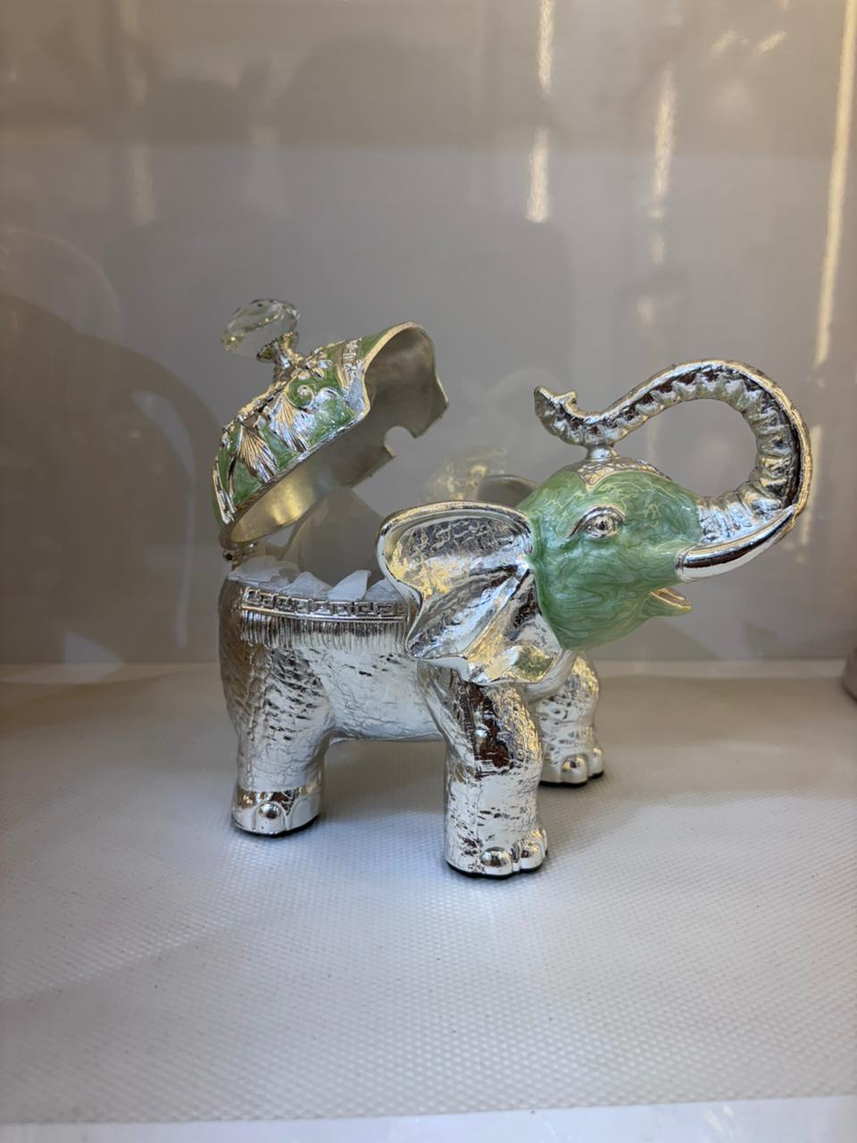 Silver Plated & Enamel Decorative Elephant Box