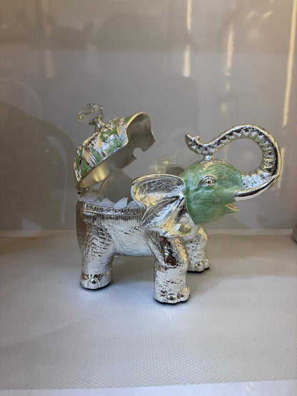 Silver Plated & Enamel Decorative Elephant Box