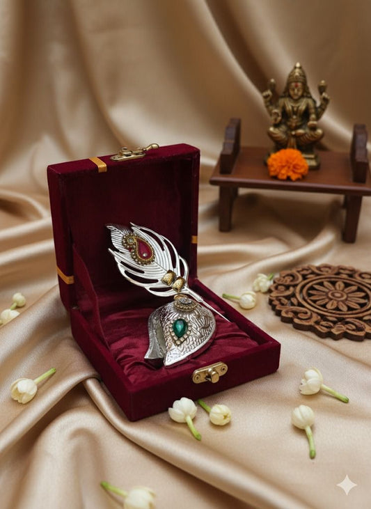 Silver Plated Tilak Dibbi & Tilak Stick Set